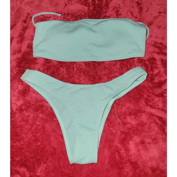 Bikini medium, teal, cheeky, tube top - Picture 1 of 3
